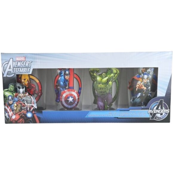 Set of 4 MARVEL AVENGERS Pint Glasses Iron Man Hulk Captain America Thor Comics - Picture 4 of 16